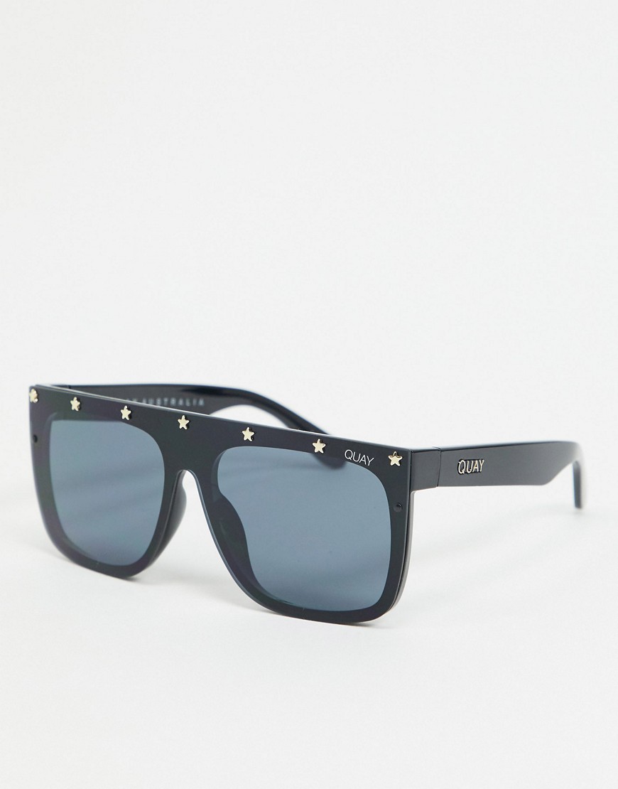 gafas de sol negras con tachuelas con forma de estrella jaded de quay-negro
