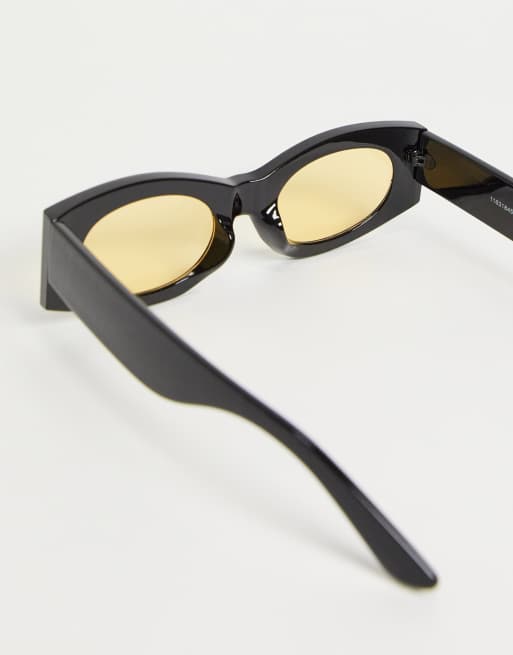 Gafas de sol negras cuadradas con lentes ámbar de ASOS DESIGN, 3 de 4