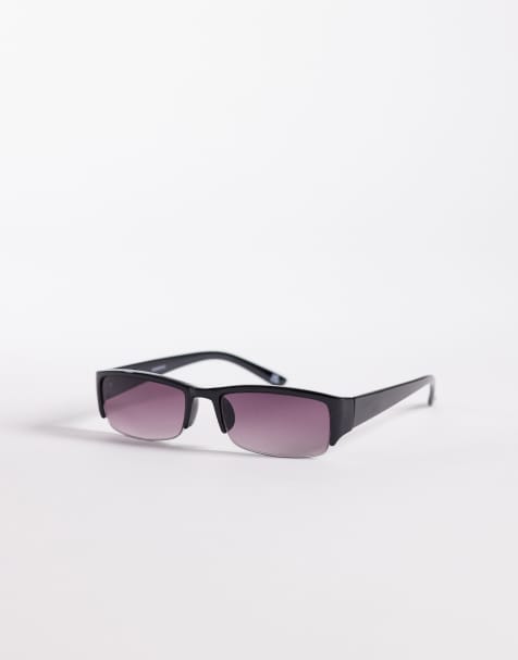 Gafas de sol negras cuadradas con media montura y lentes negras ahumadas de ASOS DESIGN - view 1