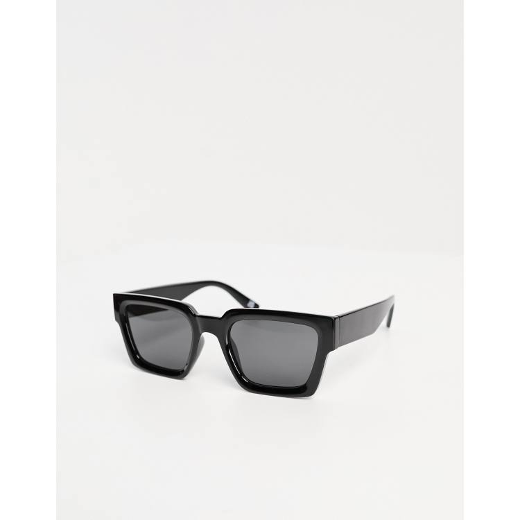 Gafas de sol negras cuadradas con montura biselada de ASOS DESIGN