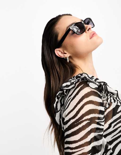 Gafas de sol negras cuadradas de estilo retro de ASOS DESIGN ASOS
