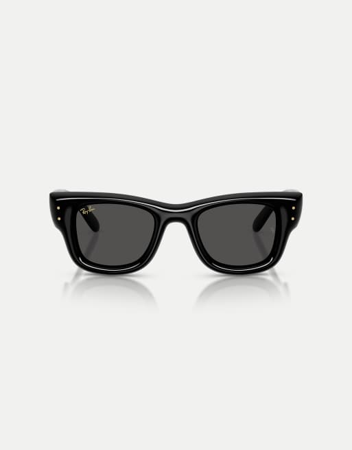 Gafas de sol negras cuadradas gruesas con lentes negras Wayfarer Puffer de Ray-Ban