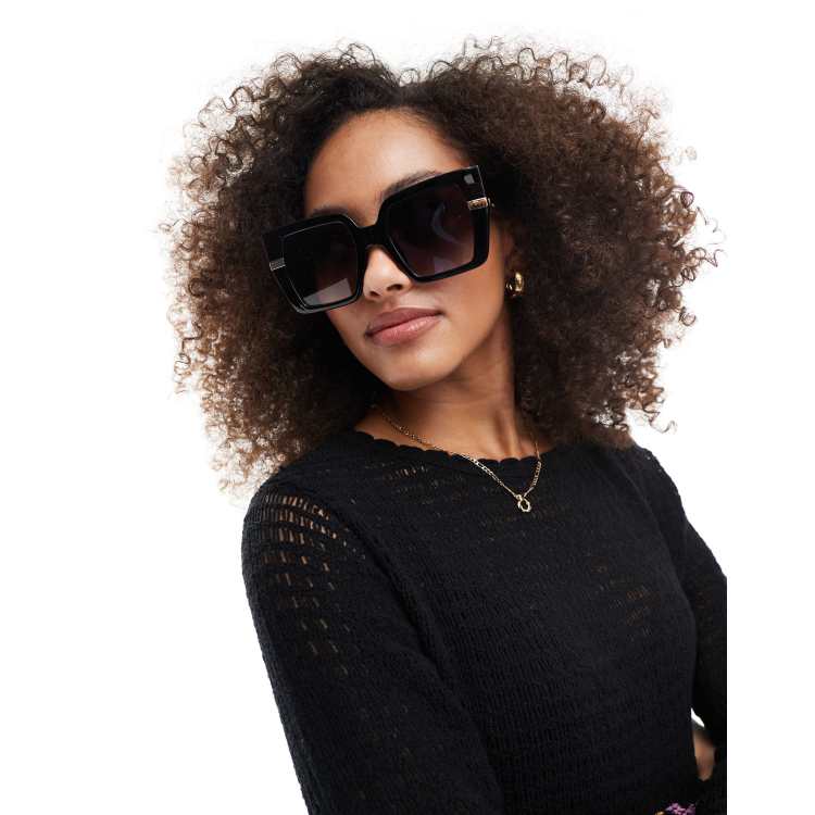 Gafas de sol negras cuadradas Notorious de Quay ASOS