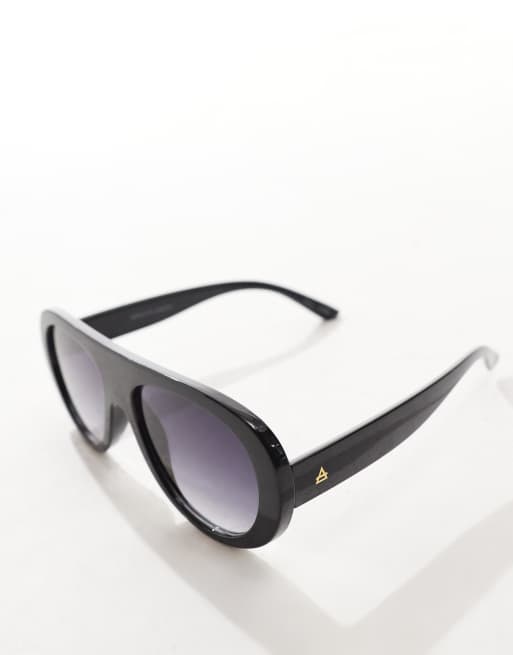 Gafas de sol negras de aviador con lentes degradadas Satellie Shield de AIRE, 2 de 3