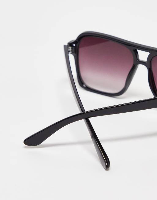 Gafas de sol negras de aviador estilo años 70 con lentes degradadas de ASOS DESIGN, 3 de 4