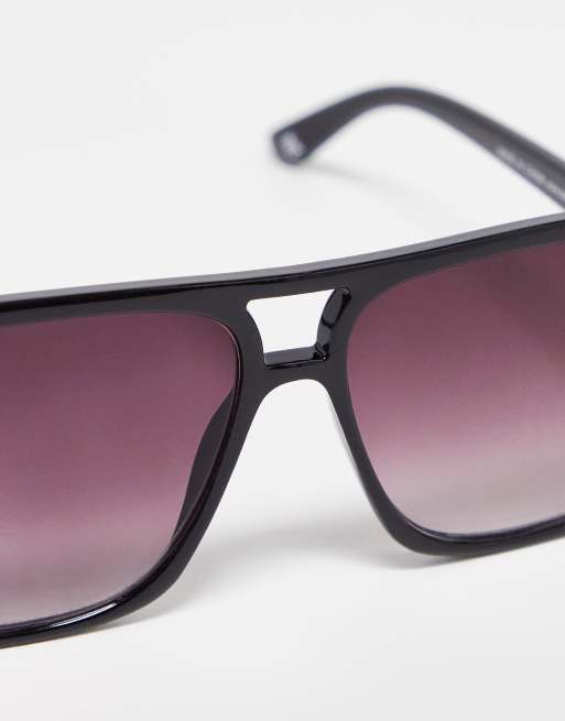 Gafas de sol negras de aviador estilo años 70 con lentes degradadas de ASOS DESIGN, 4 de 4