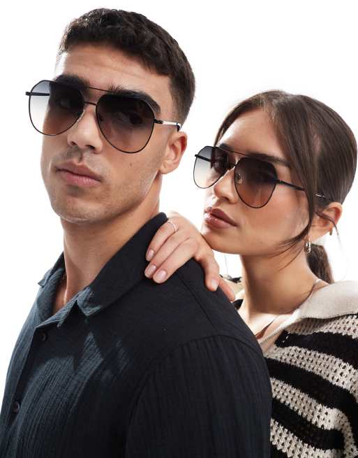 Gafas de sol negras de estilo aviador con lentes degradadas Aces