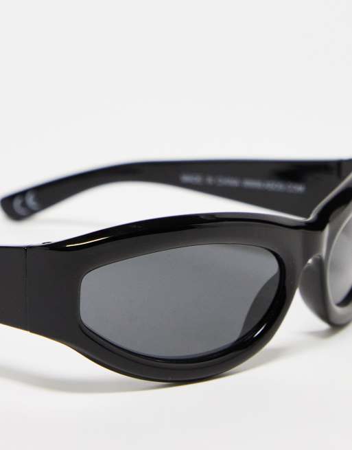 Gafas de negras de estilo aviador envolventes detalle de ASOS DESIGN ASOS