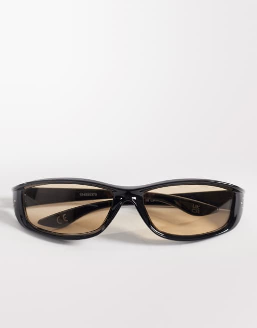 Gafas de sol negras de estilo envolvente con lentes ámbar de ASOS DESIGN, 3 de 3