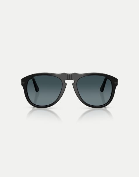 Gafas de sol negras de estilo piloto con lentes azules polarizadas PO0649NE Total Black Arrow de Persol - view 1