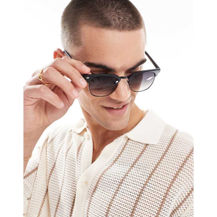 Gafas de sol negras de estilo retro con lentes degradadas de ASOS