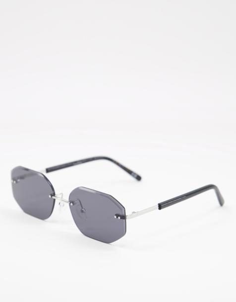 Gafas de sol negras de montura al aire de metal con lentes negras de estilo años 90 para festivales de ASOS DESIGN - view 1