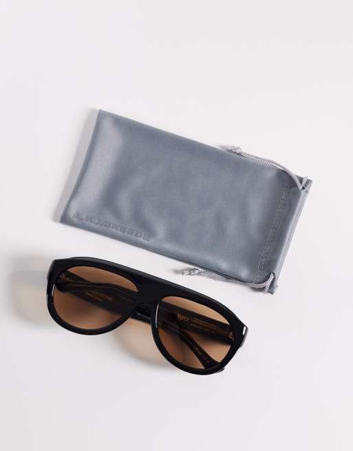 Gafas de sol negras estilo aviador con montura extragrande Rio de A.Kjaerbede, 3 de 3