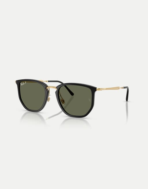 Gafas de sol negras irregulares con lentes verdes polarizadas RB4451 de Ray-Ban, 3 de 4