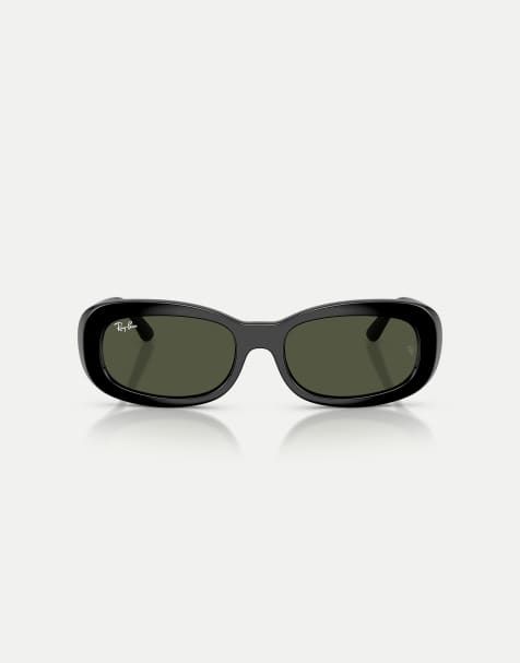 Gafas de sol negras ovaladas con lentes verdes de Ray-Ban - view 1