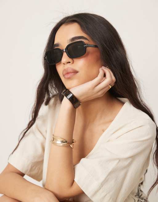 Gafas de sol negras rectangulares con detalle de metal de ASOS DESIGN, 3 de 3