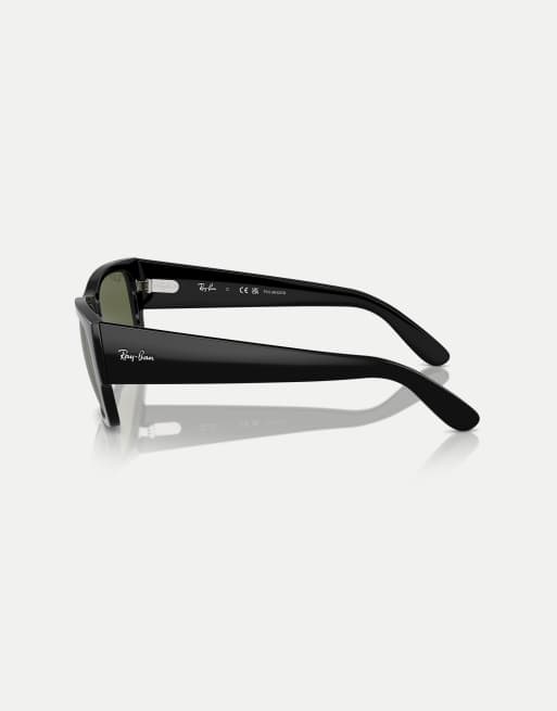 Gafas de sol negras rectangulares con lentes verdes polarizadas Carlos de Ray-Ban, 4 de 4