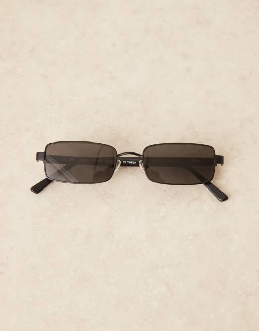 Gafas de sol negras rectangulares de metal Nina de Lu Goldie, 4 de 5