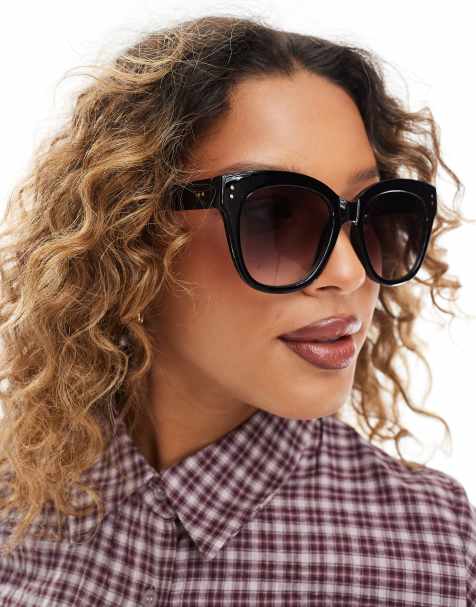 Gafas de sol negras redondas con lentes degradadas de PIECES - view 1