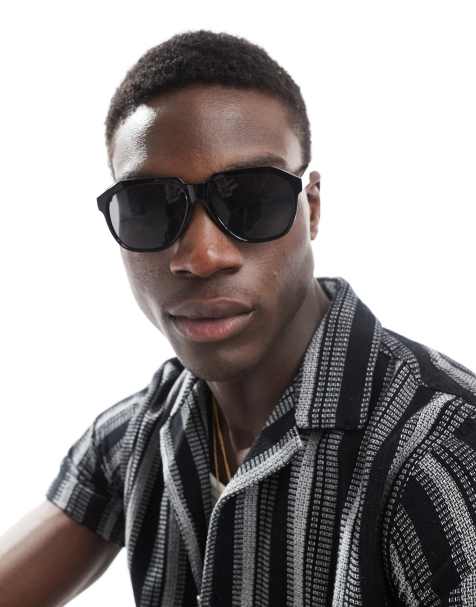 Gafas de sol negras redondas extragrandes con lentes ahumadas de ASOS DESIGN - view 1