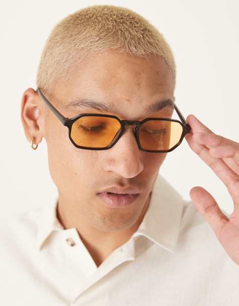 Gafas de sol negras redondeadas con lentes ámbar de ASOS DESIGN - view 1