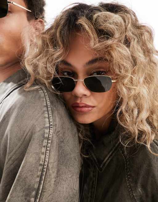 Gafas de sol negras unisex con montura en forma de media luna de