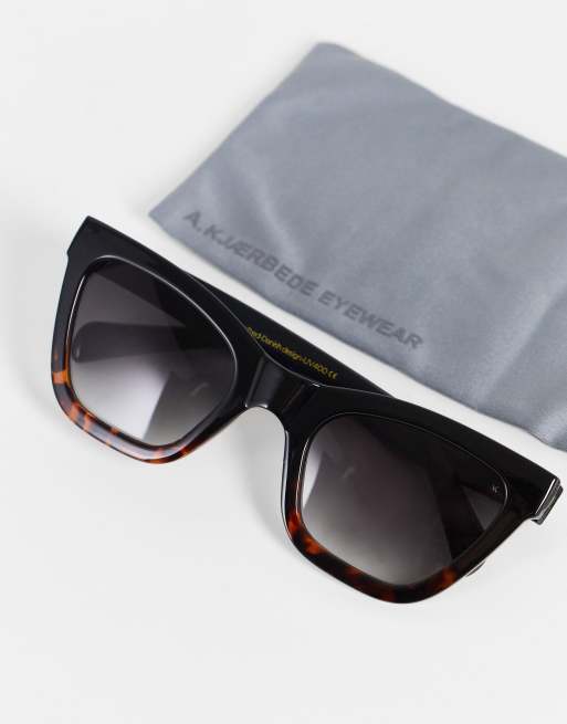 Gafas de sol negras y carey oscuro estilo ojos de gato Big Kanye de A.kjaerbede, 4 de 4
