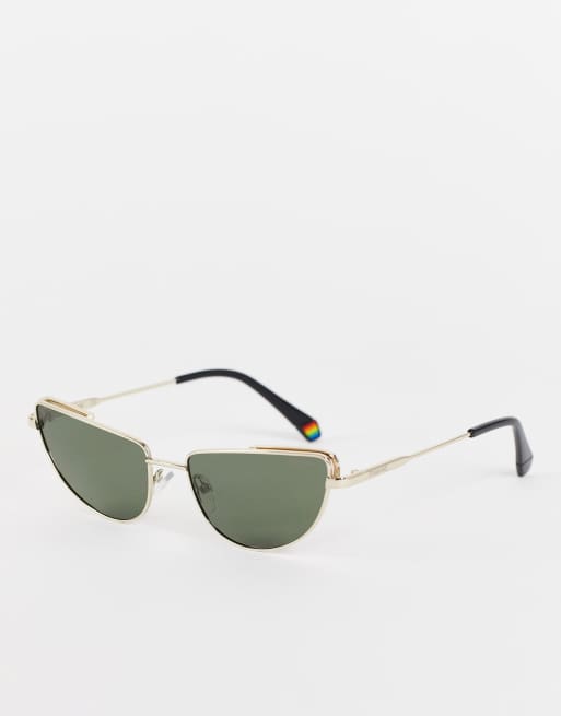 Gafas de sol negras y doradas estilo ojos de gato con montura estrecha PLD 6129/S de Polaroid
