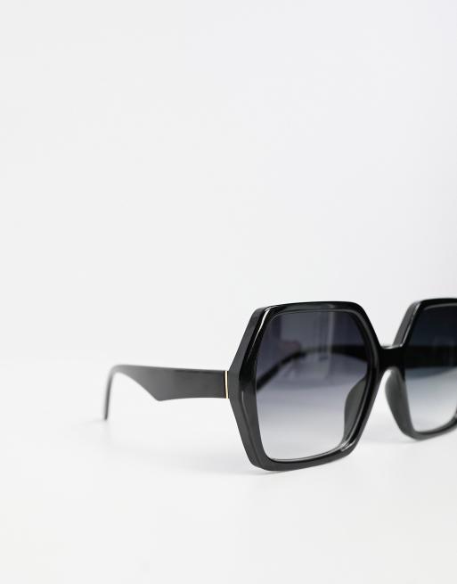 Gafas de sol negro brillante con diseño extragrande de estilo años 70 de ASOS DESIGN, 2 de 4