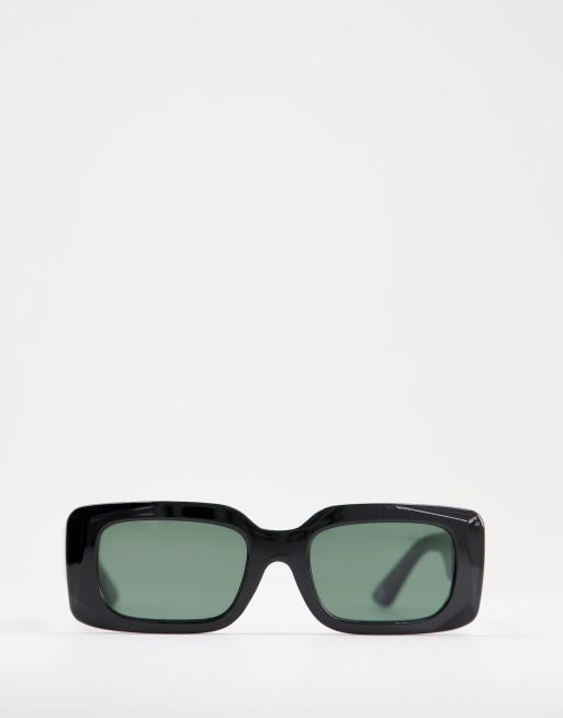 Gafas de sol negro brillante cuadradas de tamaño medio con montura biselada  de ASOS DESIGN