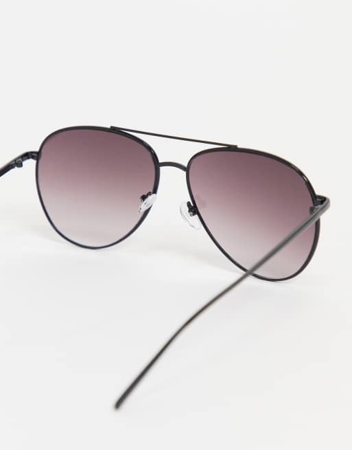 Gafas de sol negro brillante de estilo aviador de metal de ASOS DESIGN, 2 de 4