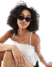 Gafas de sol efecto carey de estilo aviador con lentes azules de ASOS DESIGN