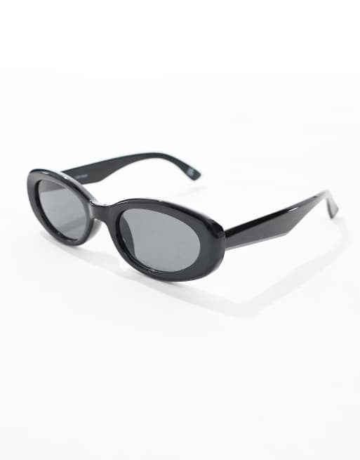 ASOS DESIGN oval sunglasses in shiny black