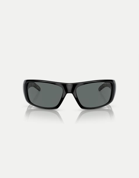Gafas de sol negro brillante rectangulares con lentes grises polarizadas Hot Shot de Arnette - view 1