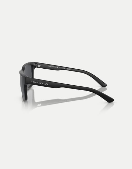 Gafas de sol negro brillante y negro mate con montura rectangular y lentes grises Ax4026s de Armani Exchange, 3 de 3
