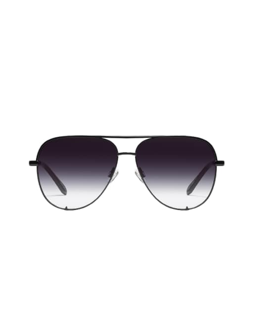 Gafas de sol negro difuminado de estilo aviador de metal High Key de Quay, 2 de 3