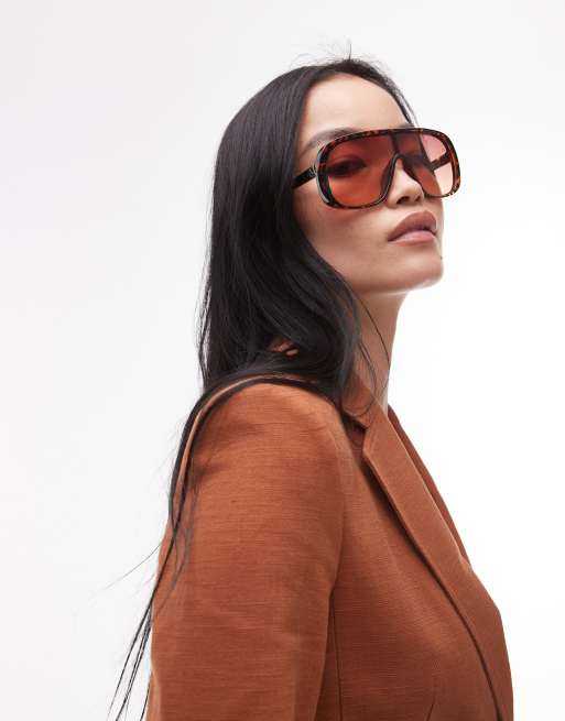 Gafas de sol negro efecto carey de estilo aviador retro extragrandes de & Other Stories