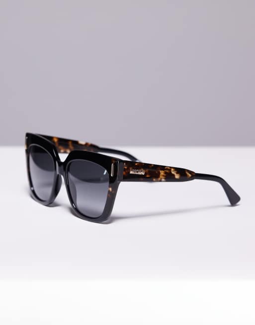 Gafas de sol negro Havana efecto carey cuadradas de Moschino, 2 de 3