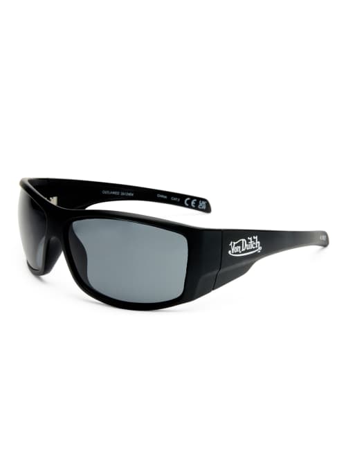 Gafas de sol negro mate con diseño envolvente Outlawed de AIRE x Von Dutch, 3 de 5