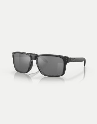 Gafas de sol negro mate con montura rectangular y lentes grises efecto espejo polarizadas Holbrook™ de Oakley - view 1