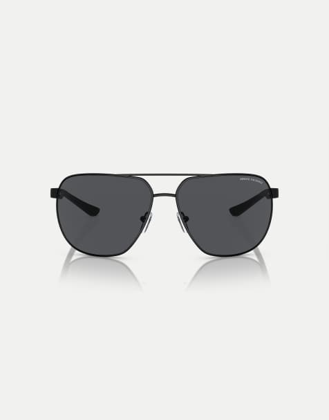 Gafas de sol negro mate con montura redondeada y lentes grises Ax2047s de Armani Exchange - view 1