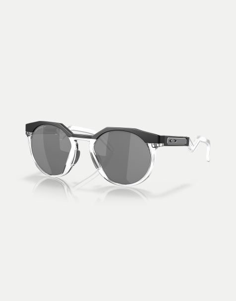 Gafas de sol negro mate con montura redondeada y lentes grises polarizadas efecto espejo Hstn de Oakley - view 1