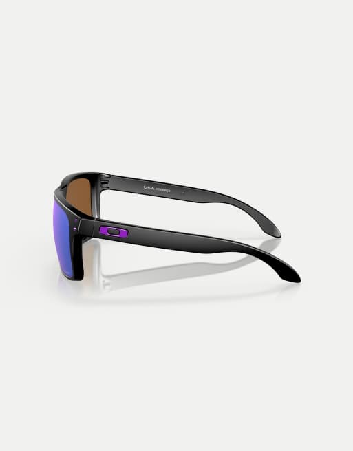 Gafas de sol negro mate rectangulares con lentes violetas efecto espejo Holbrook™ XL de Oakley, 3 de 3