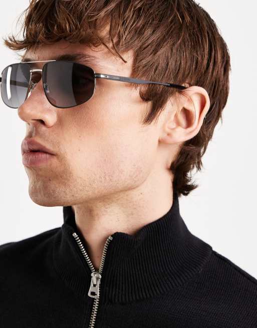 Gafas de sol negro mate y plateadas estilo aviador de BOSS, 3 de 3