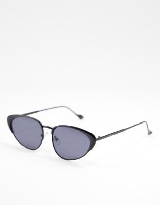 Gafas de sol negro metalizado estilo ojos de gato de Nali
