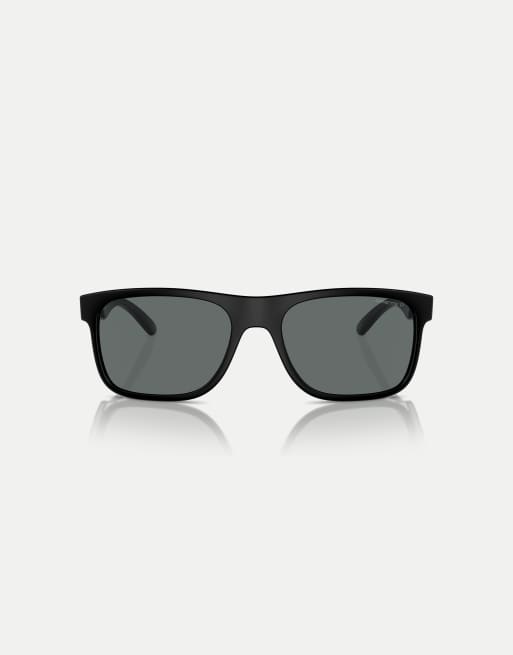 Gafas de sol negro reciclado cuadradas con lentes grises polarizadas Khim de Arnette