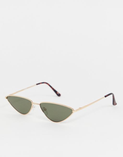Gafas de sol ojos de gato de metal fino en forma de almendra de ASOS DESIGN