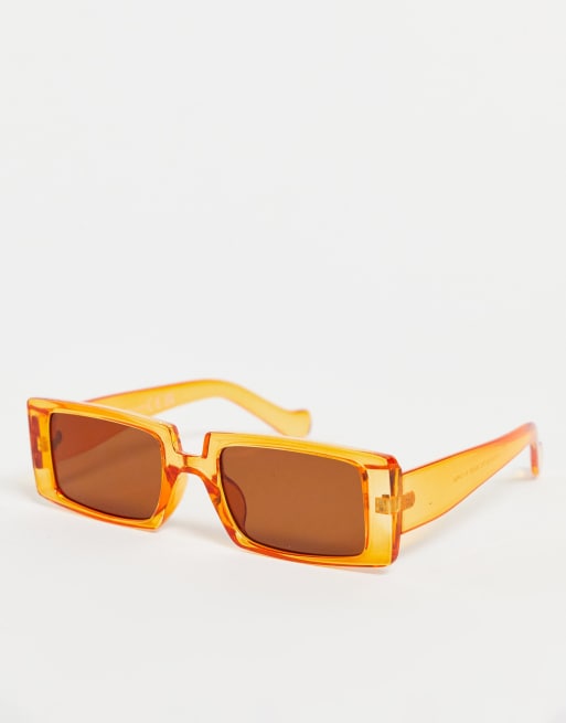 Gafas de sol pequeñas naranjas rectangulares de estilo años 90 de SVNX