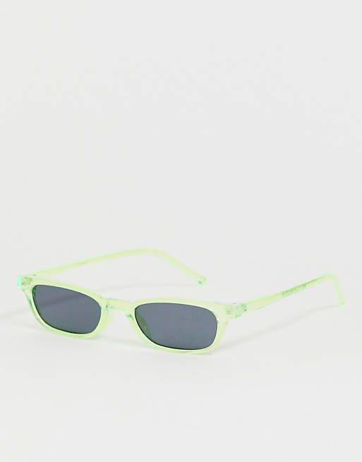 Pase para saber Consumir Aliado Gafas de sol pequeñas y rectangulares con lente ahumada y cristales verde  neón de ASOS DESIGN | ASOS