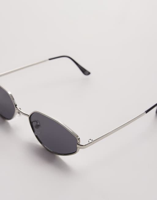 Gafas de sol plateadas con montura de metal en ángulo Lanzarote de Topshop